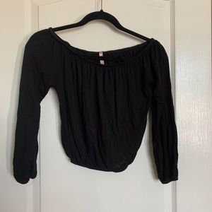 Black off the shoulder crop top